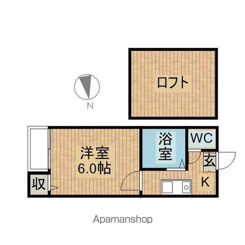 リバティー川名(1K/2階)の間取り写真