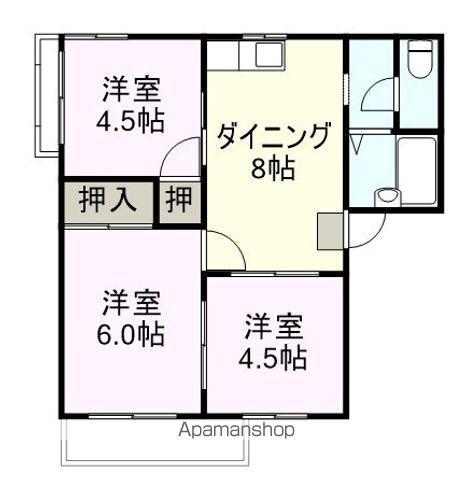 コーポ中谷A(3DK/2階)の間取り写真