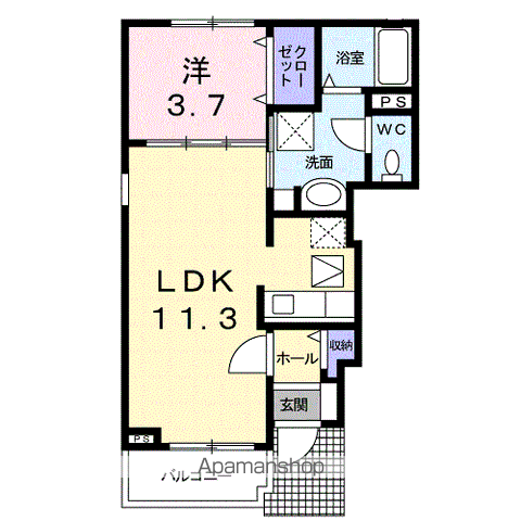 ベルアンジュN・C(1LDK/1階)の間取り写真