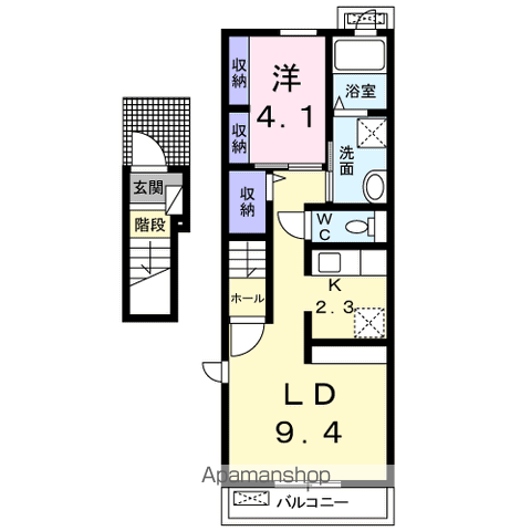 ファーミーズハイ(1LDK/2階)の間取り写真