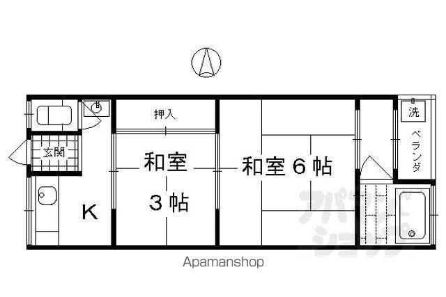 シャトー宝倉(1DK/2階)の間取り写真
