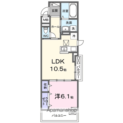 ソルカリーノ(1LDK/1階)の間取り写真