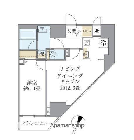 エレミ本蓮沼(1LDK/6階)の間取り写真