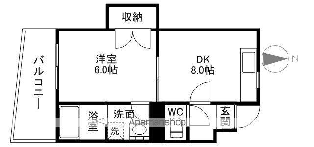 パラツォ興陽(1DK/3階)の間取り写真