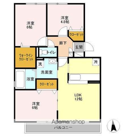 BLESTON ARUGA(3LDK/3階)の間取り写真