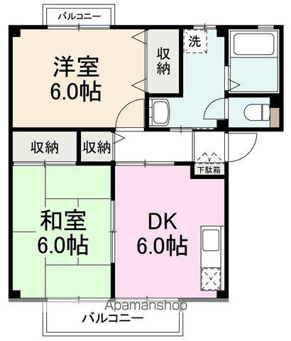 高松琴平電鉄琴平線 太田駅(高松) 徒歩12分 2階建 築29年(2DK/2階)の間取り写真