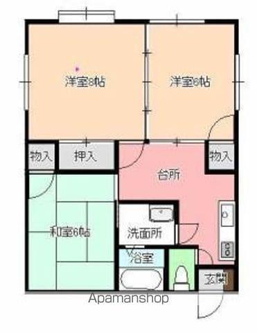 プランシェール黒石野A(3K/2階)の間取り写真