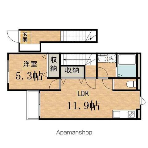 ステーション1(1LDK/2階)の間取り写真