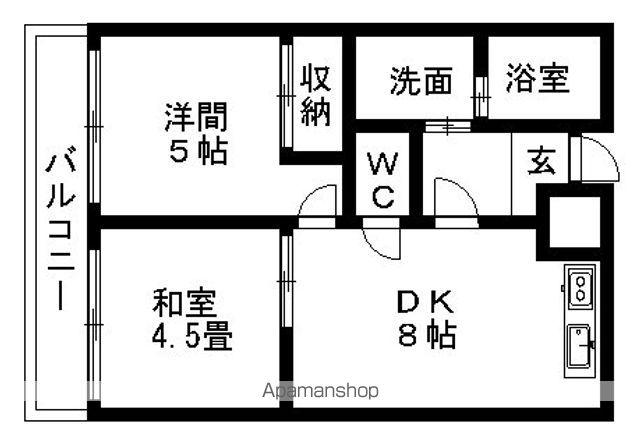 シャトーごきそ(1LDK/2階)の間取り写真