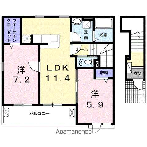 ハピネス高良台(2LDK/2階)の間取り写真