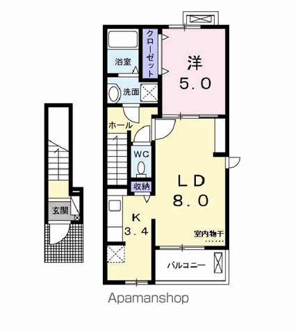 クレールソワン(1LDK/2階)の間取り写真