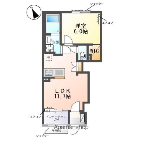 柏市篠籠田 アパート(1LDK/1階)の間取り写真
