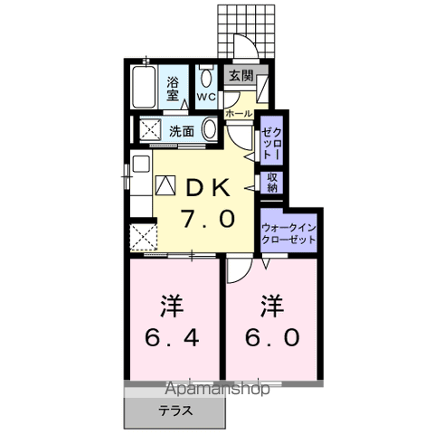 ヴィラ・アリエッタ A(2DK/1階)の間取り写真