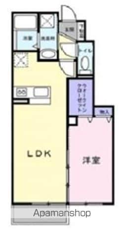 EDHULE(1LDK/1階)の間取り写真