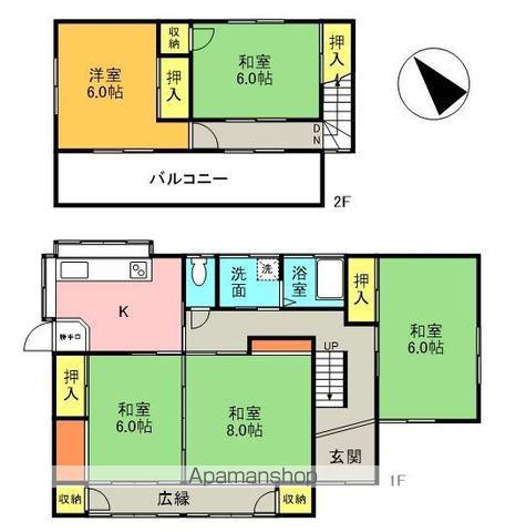 常磐線 内郷駅 徒歩6分 2階建 築45年(5K)の間取り写真