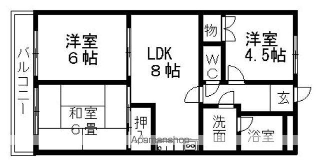 サンポート住吉(3LDK/4階)の間取り写真