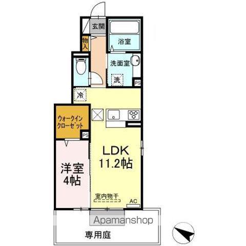 鹿児島県薩摩川内市 2階建 築4年(1LDK/1階)の間取り写真