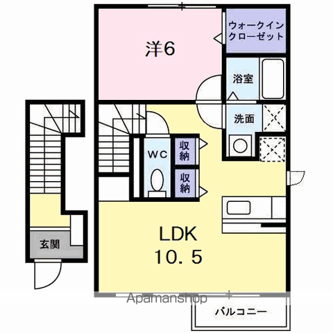 メゾン・コモド B(1LDK/2階)の間取り写真