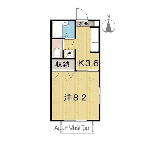 ディアスタウンD(1K/2階)の間取り写真