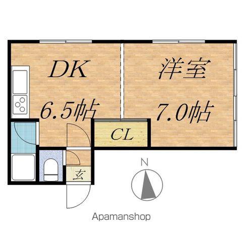 シンエービル(1DK/3階)の間取り写真