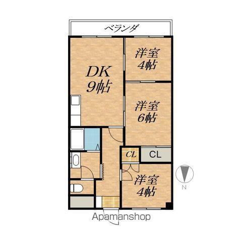 シャルム帯広(3DK/2階)の間取り写真