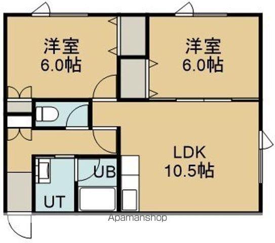 鷲尾ハイム(2LDK/1階)の間取り写真