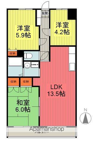 イーストパレス(3LDK/2階)の間取り写真