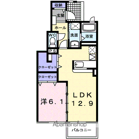 エスポワール(1LDK/1階)の間取り写真