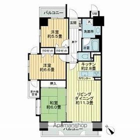 ライオンズマンション水前寺第3弐番館(3LDK/5階)の間取り写真