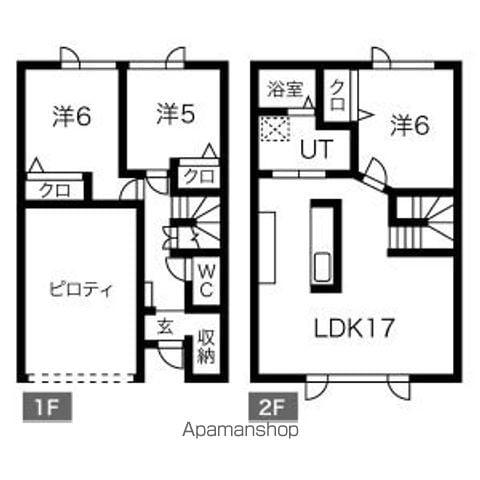川沿1-6タウンハウス(3LDK)の間取り写真