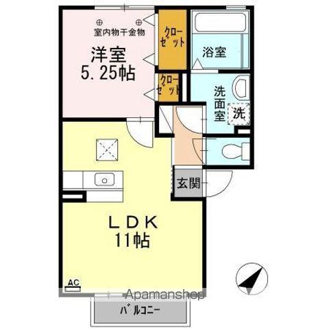 プレジオ高松 A(1LDK/1階)の間取り写真