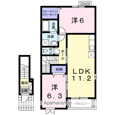 グレイスフルⅢ(2LDK/2階)の間取り写真