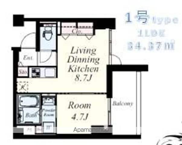 ヴァン ド メール唐人(1LDK/7階)の間取り写真