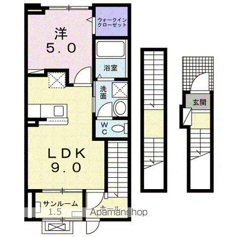 ラ・メゾンSH(1LDK/3階)の間取り写真