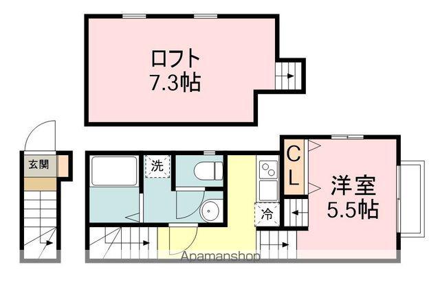 ザ・ソレイユ八木山1(1K/2階)の間取り写真