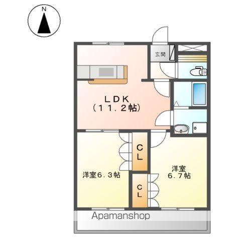 グラン・シャリオ(2LDK/3階)の間取り写真