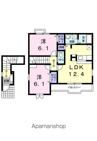 サンフレイム斎院(2LDK/2階)の間取り写真
