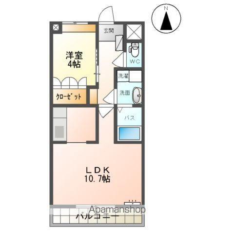アシューレ成沢(1LDK/1階)の間取り写真