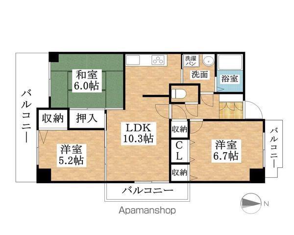 MKタワービレッジⅡ(3LDK/5階)の間取り写真