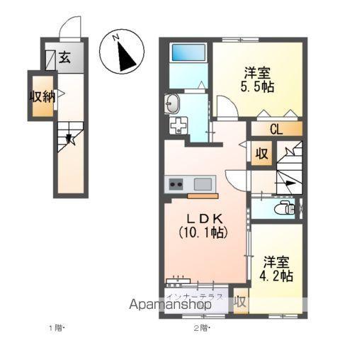 ホクレアⅡ(2LDK/2階)の間取り写真