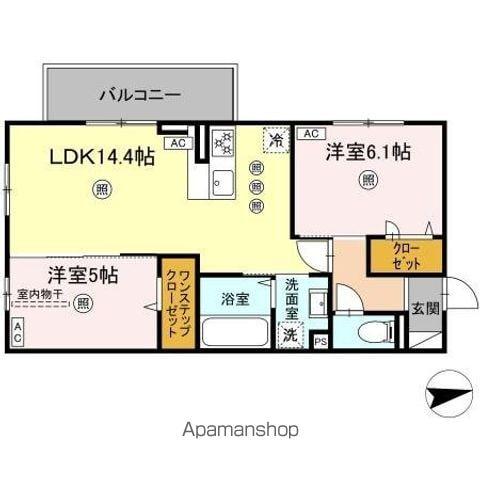 グランツェーレ鷹辻(2LDK/2階)の間取り写真