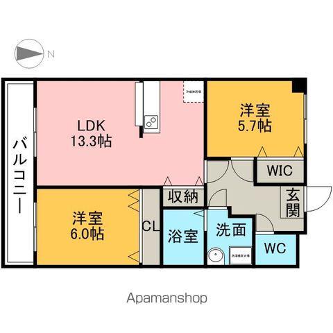 サンシャトー和賀(2LDK/2階)の間取り写真