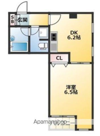 サウスコーラル(1DK/4階)の間取り写真