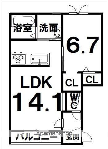 FERRULLI Ⅰ(1LDK/3階)の間取り写真