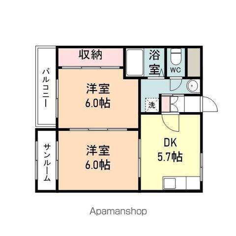 秀メゾン A棟(2DK/2階)の間取り写真