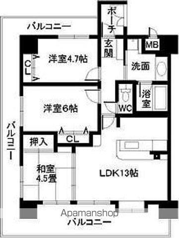 フェニックス堺東(3LDK/12階)の間取り写真