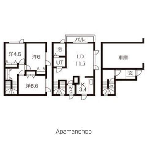 函館本線 発寒中央駅 徒歩8分 3階建 築21年(3LDK)の間取り写真