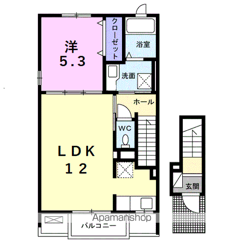 トルナール(1LDK/2階)の間取り写真