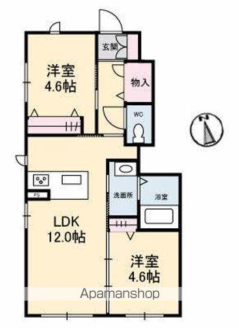 セゾンコート(2LDK/1階)の間取り写真