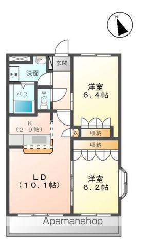 アルビレオA棟(2LDK/1階)の間取り写真